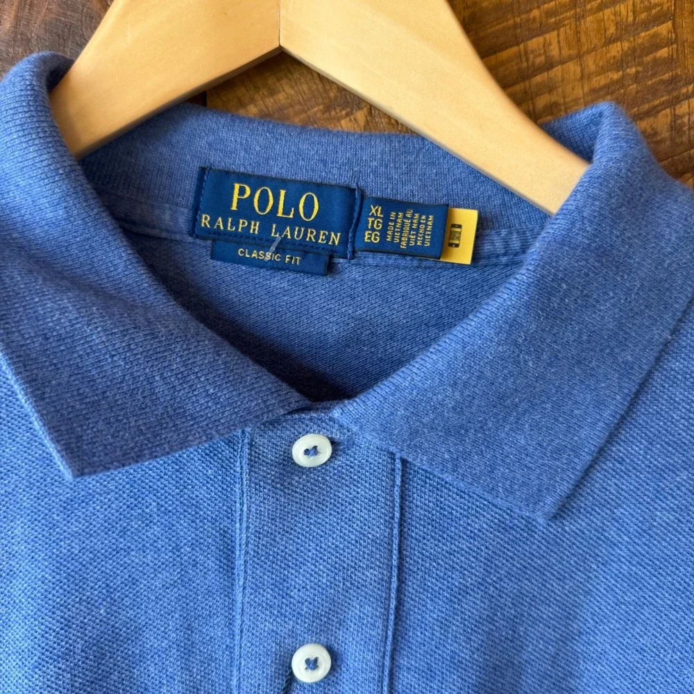 Polo Ralph Lauren Long Sleeve Polo Mens XL Blue Classic Fit Cotton Mesh NWT